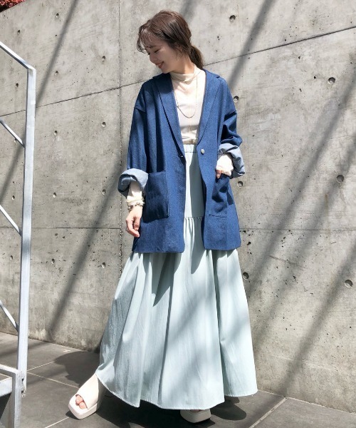 Kastane(カスタネ)の「タイプライターストレッチティアードスカート(スカート・レディース・ブラック/サックスブルー/イエロー・FREE)」の18枚目の写真