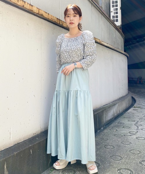 Kastane(カスタネ)の「タイプライターストレッチティアードスカート(スカート・レディース・ブラック/サックスブルー/イエロー・FREE)」の17枚目の写真