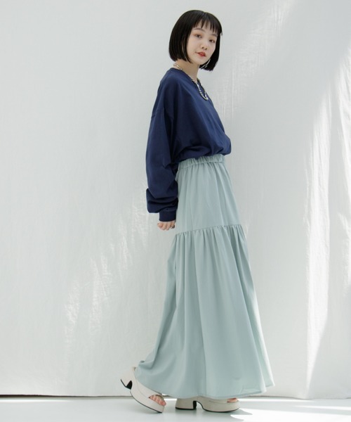 Kastane(カスタネ)の「タイプライターストレッチティアードスカート(スカート・レディース・ブラック/サックスブルー/イエロー・FREE)」の14枚目の写真