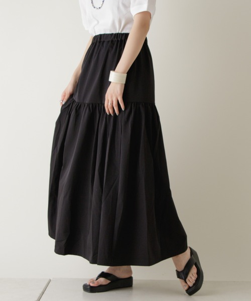 Kastane(カスタネ)の「タイプライターストレッチティアードスカート(スカート・レディース・ブラック/サックスブルー/イエロー・FREE)」の15枚目の写真