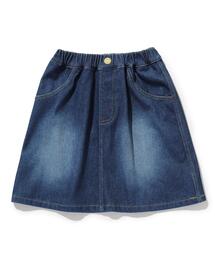 SHOO・LA・RUE（シューラルー）の「◆【90-140cm】ストレッチデニムジャージ台形スカート（デニムスカート・キッズ）」