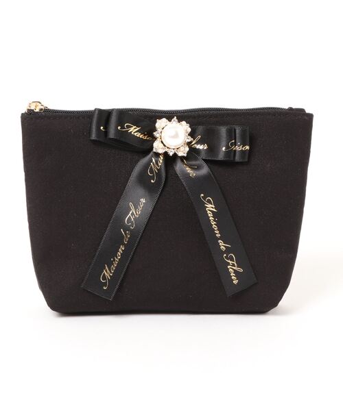 Maison de FLEUR（メゾンドフルール）の「パールビジューミニポーチ（ポーチ・レディース・ブラック/ネイビー/ピンク・FREE）」の2枚目の写真