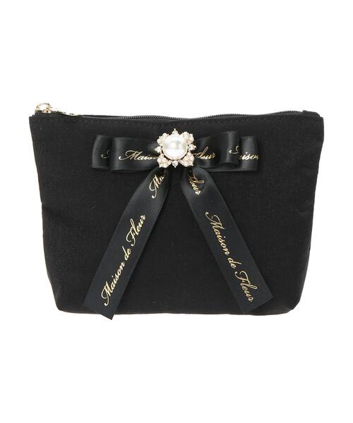 Maison de FLEUR（メゾンドフルール）の「パールビジューミニポーチ（ポーチ・レディース・ブラック/ネイビー/ピンク・FREE）」の4枚目の写真