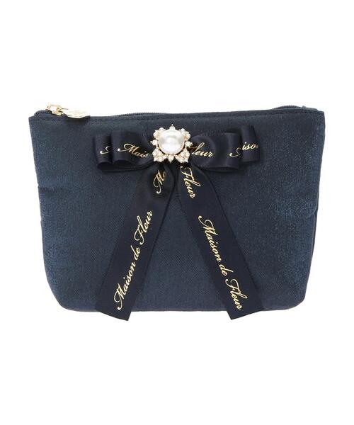 Maison de FLEUR（メゾンドフルール）の「パールビジューミニポーチ（ポーチ・レディース・ブラック/ネイビー/ピンク・FREE）」の8枚目の写真