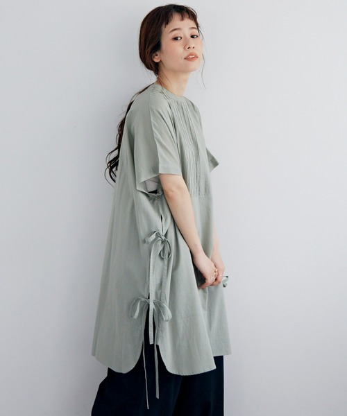 Libra Cue（リブラ キュー）の「ピンタックサイドリボンブラウス（シャツ/ブラウス・レディース・ホワイト/ブラック/パープル/ライトグリーン・FREE）」の3枚目の写真