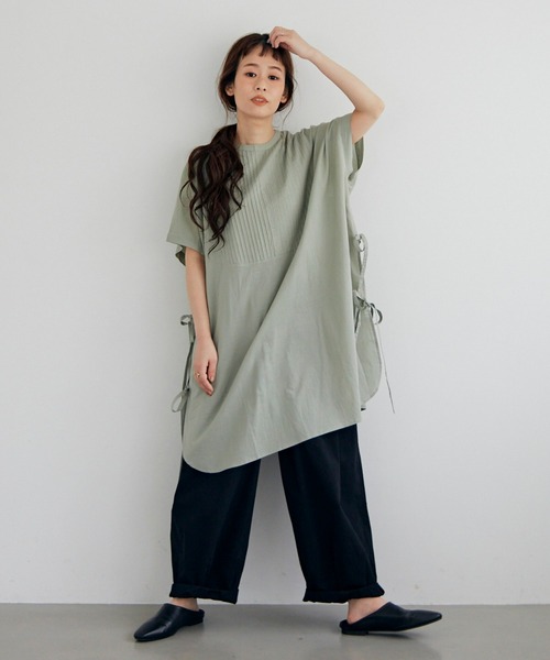 Libra Cue（リブラ キュー）の「ピンタックサイドリボンブラウス（シャツ/ブラウス・レディース・ホワイト/ブラック/パープル/ライトグリーン・FREE）」の6枚目の写真