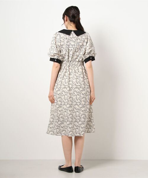 Hamble by Par Avion（ハンブルバイパラビオン）の「リボン柄レトロOP（ワンピース・レディース・オフホワイト/ブラック・ONESIZE）」の4枚目の写真