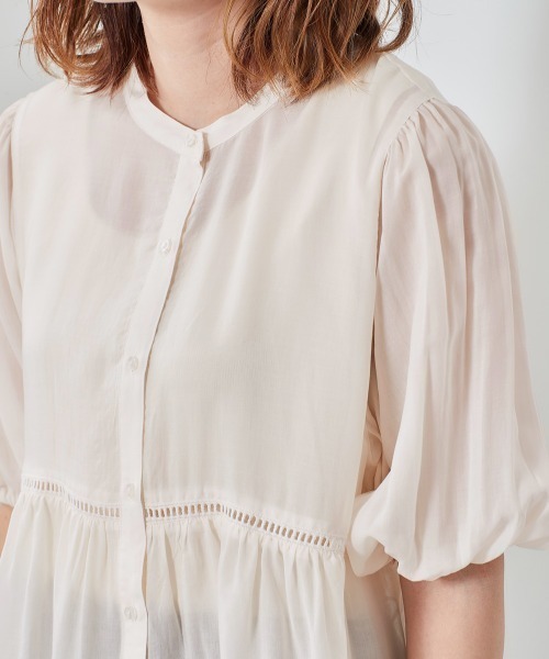 cepo（セポ）の「シアーティアードブラウス（シャツ/ブラウス・レディース・ブラック/オフホワイト/ピンク・M）」の7枚目の写真