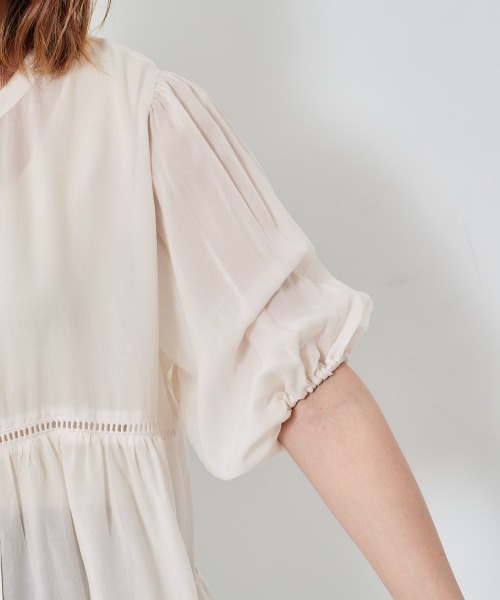 cepo（セポ）の「シアーティアードブラウス（シャツ/ブラウス・レディース・ブラック/オフホワイト/ピンク・M）」の8枚目の写真