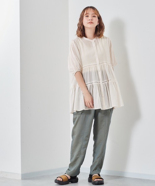 cepo（セポ）の「シアーティアードブラウス（シャツ/ブラウス・レディース・ブラック/オフホワイト/ピンク・M）」の10枚目の写真