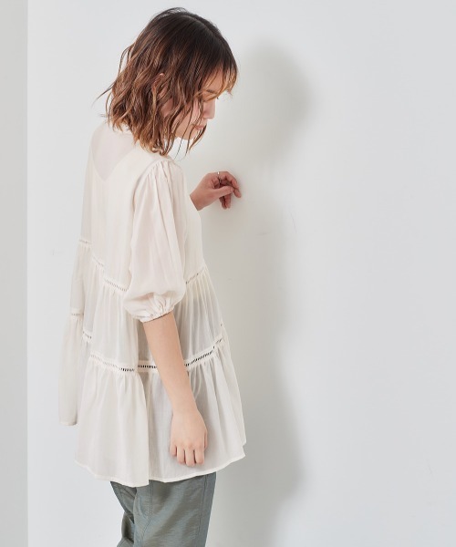 cepo（セポ）の「シアーティアードブラウス（シャツ/ブラウス・レディース・ブラック/オフホワイト/ピンク・M）」の14枚目の写真