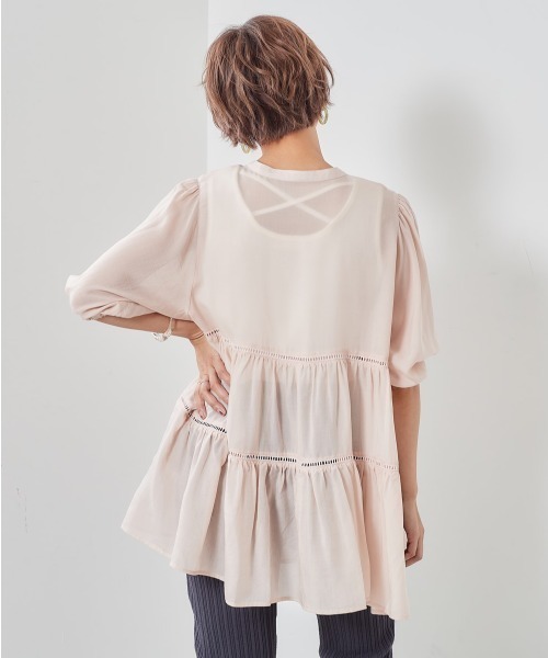 cepo（セポ）の「シアーティアードブラウス（シャツ/ブラウス・レディース・ブラック/オフホワイト/ピンク・M）」の17枚目の写真