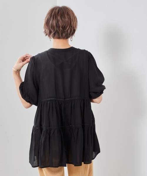 cepo（セポ）の「シアーティアードブラウス（シャツ/ブラウス・レディース・ブラック/オフホワイト/ピンク・M）」の11枚目の写真