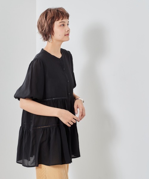 cepo（セポ）の「シアーティアードブラウス（シャツ/ブラウス・レディース・ブラック/オフホワイト/ピンク・M）」の9枚目の写真