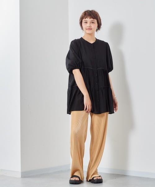 cepo（セポ）の「シアーティアードブラウス（シャツ/ブラウス・レディース・ブラック/オフホワイト/ピンク・M）」の6枚目の写真