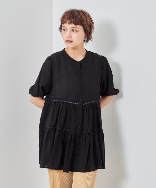 cepo（セポ）の「シアーティアードブラウス（シャツ/ブラウス・レディース・ブラック/オフホワイト/ピンク・M）」の21枚目の写真