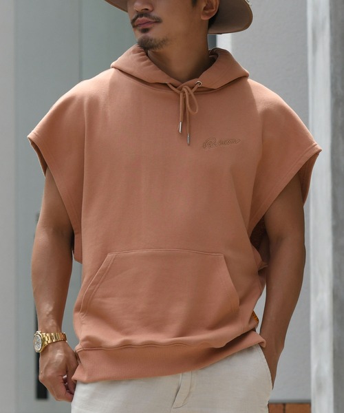 パーカー トップスロゴエンブロイダリーノースリーブビッグパーカー パーカー Re Room リルーム のファッション