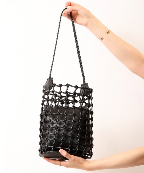 FUNALIVE（ファンアライブ）の「【je crois soi】手編みブロックメッシュバッグ（ショルダーバッグ・レディース・ブラック/イエロー/グリーン/ラベンダー・FREE）」の10枚目の写真