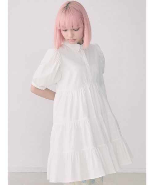 merry jenny(メリージェニー)の「パフスリーブギャザーミニワンピース(ワンピース・レディース・ブルー/ブラック/オフホワイト・FREE)」の14枚目の写真