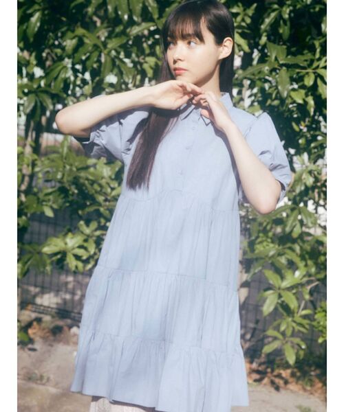 merry jenny(メリージェニー)の「パフスリーブギャザーミニワンピース(ワンピース・レディース・ブルー/ブラック/オフホワイト・FREE)」の20枚目の写真