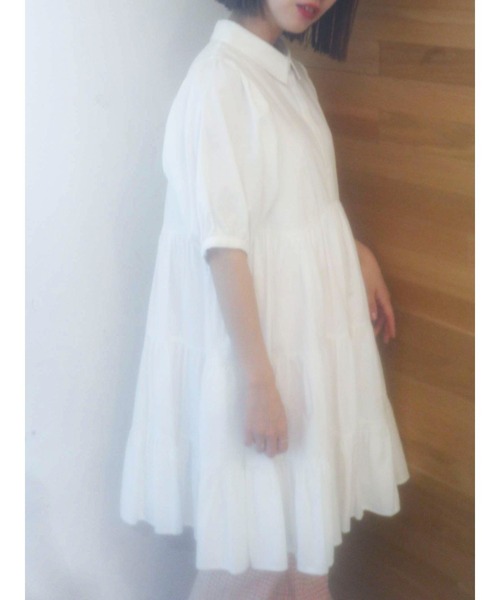 merry jenny(メリージェニー)の「パフスリーブギャザーミニワンピース(ワンピース・レディース・ブルー/ブラック/オフホワイト・FREE)」の1枚目の写真