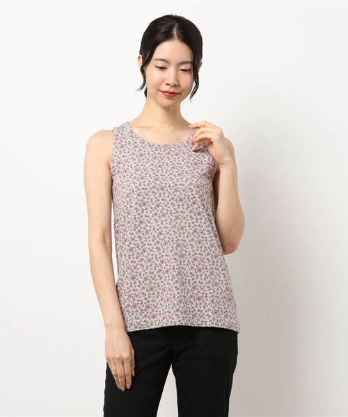 Samansa Mos2（サマンサ モスモス）の「花柄ノースリーブインナー（Tシャツ/カットソー・レディース・ミント/オフホワイト/パープル/イエロー・ﾌﾘ-）」の4枚目の写真