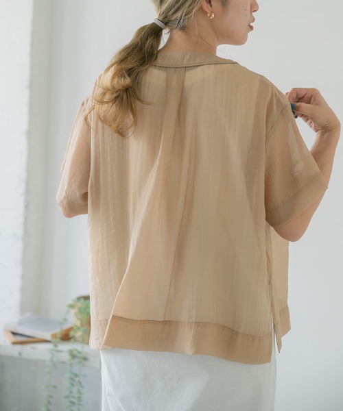 ITEMS URBANRESEARCH（アイテムズ アーバンリサーチ）の「チャイナボタンパイピングシャツ（シャツ/ブラウス・レディース・ブラック/ベージュ/カーキ・FREE）」の14枚目の写真