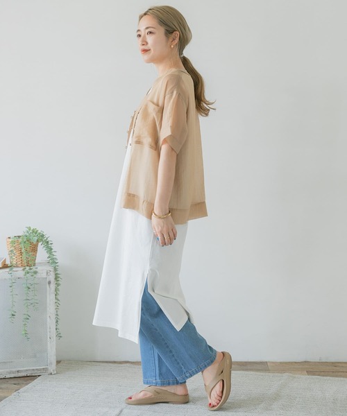 ITEMS URBANRESEARCH（アイテムズ アーバンリサーチ）の「チャイナボタンパイピングシャツ（シャツ/ブラウス・レディース・ブラック/ベージュ/カーキ・FREE）」の15枚目の写真