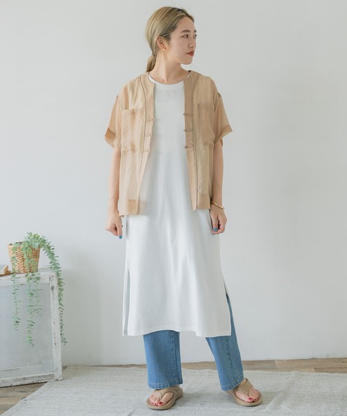 ITEMS URBANRESEARCH（アイテムズ アーバンリサーチ）の「チャイナボタンパイピングシャツ（シャツ/ブラウス・レディース・ブラック/ベージュ/カーキ・FREE）」の16枚目の写真