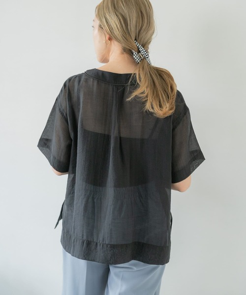 ITEMS URBANRESEARCH（アイテムズ アーバンリサーチ）の「チャイナボタンパイピングシャツ（シャツ/ブラウス・レディース・ブラック/ベージュ/カーキ・FREE）」の8枚目の写真