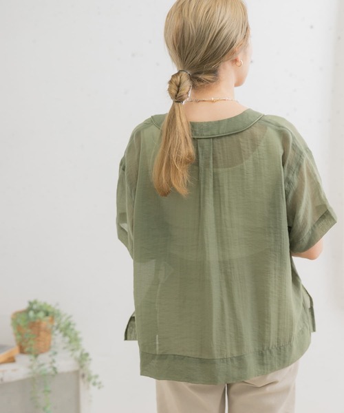 ITEMS URBANRESEARCH（アイテムズ アーバンリサーチ）の「チャイナボタンパイピングシャツ（シャツ/ブラウス・レディース・ブラック/ベージュ/カーキ・FREE）」の20枚目の写真