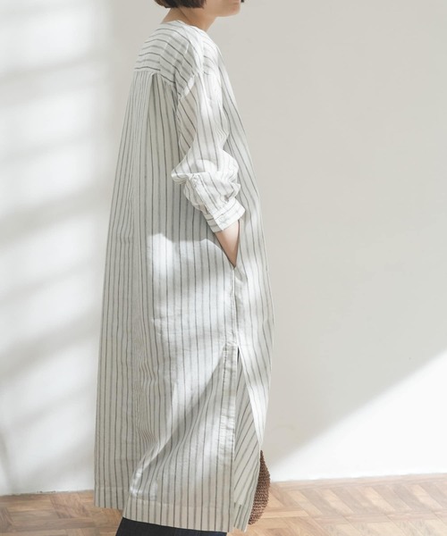 FORK&SPOON(フォークアンドスプーン)の「FORK&SPOON リネン混ガウンワンピース(ワンピース・レディース・ストライプ/ネイビー・ONE)」の11枚目の写真