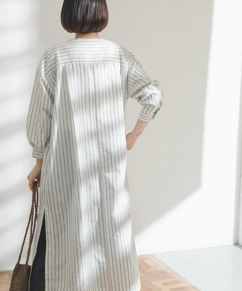 FORK&SPOON(フォークアンドスプーン)の「FORK&SPOON リネン混ガウンワンピース(ワンピース・レディース・ストライプ/ネイビー・ONE)」の12枚目の写真