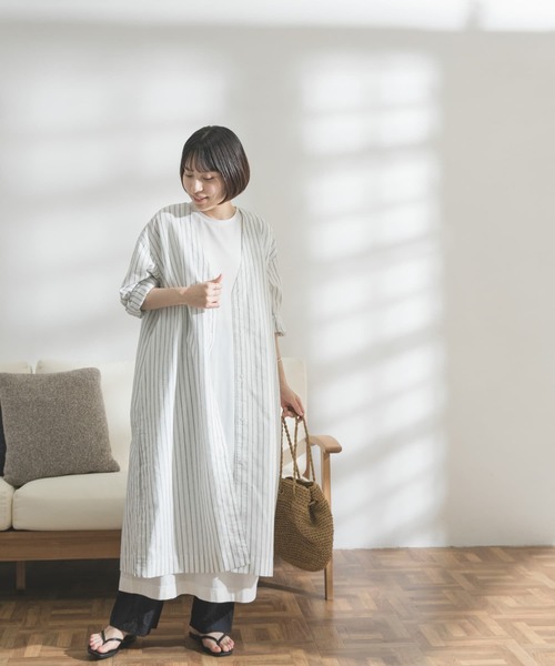 FORK&SPOON(フォークアンドスプーン)の「FORK&SPOON リネン混ガウンワンピース(ワンピース・レディース・ストライプ/ネイビー・ONE)」の18枚目の写真