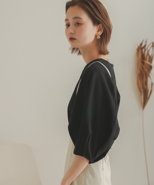 SENSE OF PLACE by URBAN RESEARCH（センスオブプレイスバイアーバンリサーチ）の「コクーンタックスリーブカットトップ（Tシャツ/カットソー・レディース・ブラック/アイボリー・ONE）」の12枚目の写真