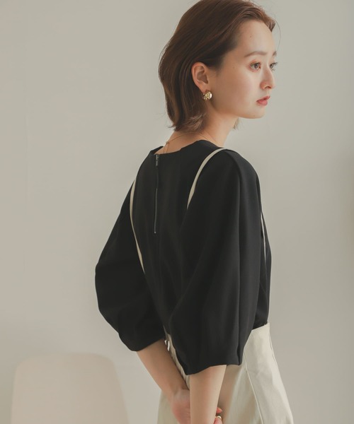 SENSE OF PLACE by URBAN RESEARCH（センスオブプレイスバイアーバンリサーチ）の「コクーンタックスリーブカットトップ（Tシャツ/カットソー・レディース・ブラック/アイボリー・ONE）」の8枚目の写真