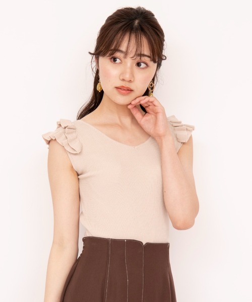 WILLSELECTION(ウィルセレクション)の「ティアードミニフリルニット(ニット/セーター・レディース・ベージュ/ピンク/ミント・MEDIUM)」の2枚目の写真