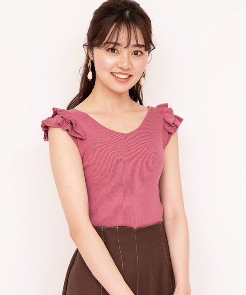 WILLSELECTION(ウィルセレクション)の「ティアードミニフリルニット(ニット/セーター・レディース・ベージュ/ピンク/ミント・MEDIUM)」の4枚目の写真