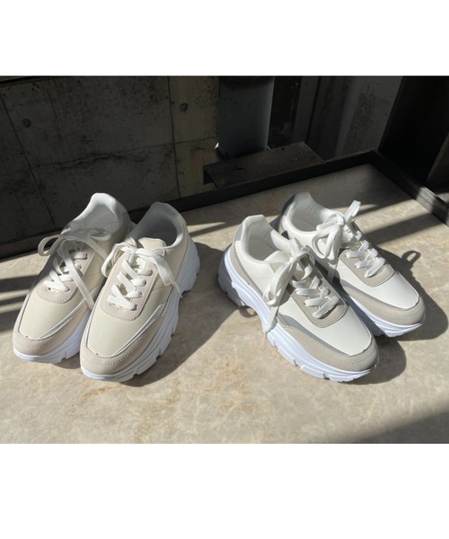 R&E(アールアンドイー)の「【R&E】厚底ダッドスニーカー(スニーカー・レディース・ホワイト/ベージュ・S/M/L/LL)」の6枚目の写真