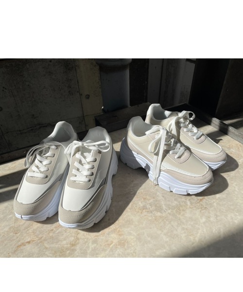 R&E(アールアンドイー)の「【R&E】厚底ダッドスニーカー(スニーカー・レディース・ホワイト/ベージュ・S/M/L/LL)」の7枚目の写真