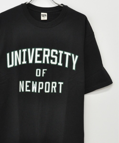 TRAP/U （トラップユー）の「フロント カレッジロゴプリント コットン 半袖 Tシャツ（Tシャツ/カットソー・メンズ・ブラック/ホワイト/ベージュ・M/L）」の2枚目の写真