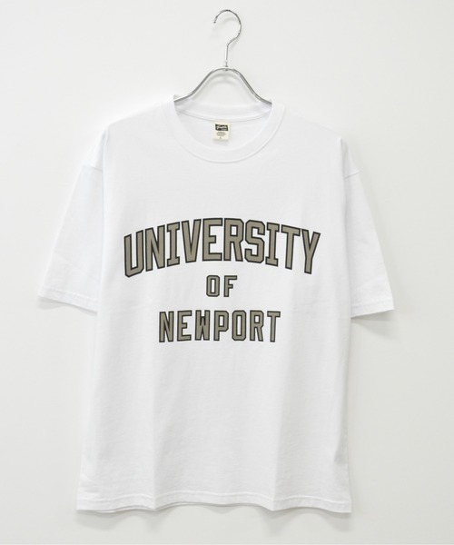 TRAP/U （トラップユー）の「フロント カレッジロゴプリント コットン 半袖 Tシャツ（Tシャツ/カットソー・メンズ・ブラック/ホワイト/ベージュ・M/L）」の7枚目の写真