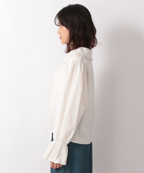 LOWRYS FARM（ローリーズファーム）の「テーラーフリルカラーシャツＬＳ　215274（シャツ/ブラウス・レディース・ブラック/オフホワイト/グレー・FREE）」の8枚目の写真