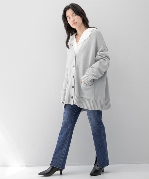 LOWRYS FARM（ローリーズファーム）の「テーラーフリルカラーシャツＬＳ　215274（シャツ/ブラウス・レディース・ブラック/オフホワイト/グレー・FREE）」の14枚目の写真