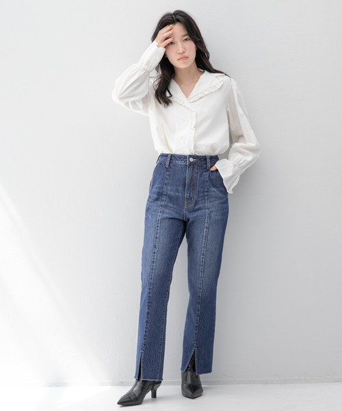 LOWRYS FARM（ローリーズファーム）の「テーラーフリルカラーシャツＬＳ　215274（シャツ/ブラウス・レディース・ブラック/オフホワイト/グレー・FREE）」の15枚目の写真