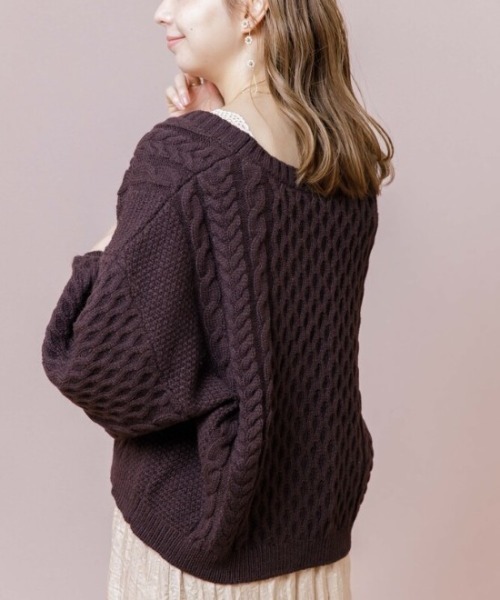 flower（フラワー）の「スウィートアランカーディガン（カーディガン/ボレロ・レディース・ブラウン/アイボリー・FREE）」の15枚目の写真