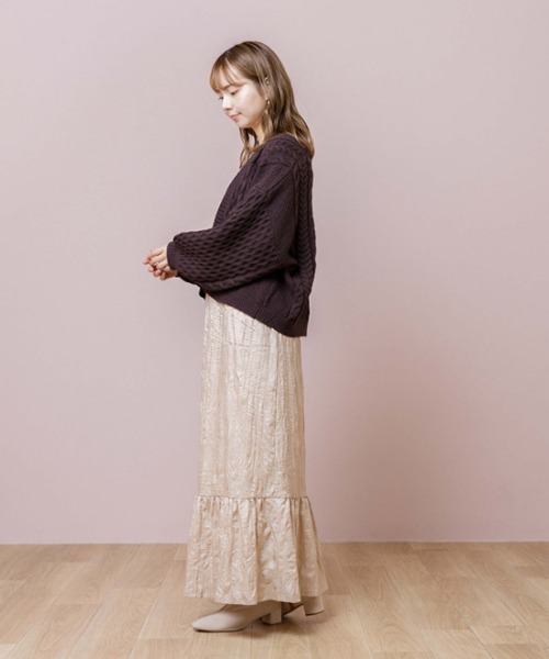 flower（フラワー）の「スウィートアランカーディガン（カーディガン/ボレロ・レディース・ブラウン/アイボリー・FREE）」の20枚目の写真