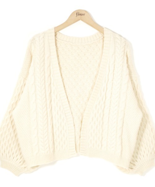 flower（フラワー）の「スウィートアランカーディガン（カーディガン/ボレロ・レディース・ブラウン/アイボリー・FREE）」の19枚目の写真