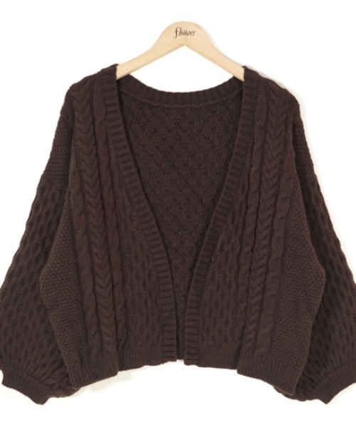 flower（フラワー）の「スウィートアランカーディガン（カーディガン/ボレロ・レディース・ブラウン/アイボリー・FREE）」の18枚目の写真