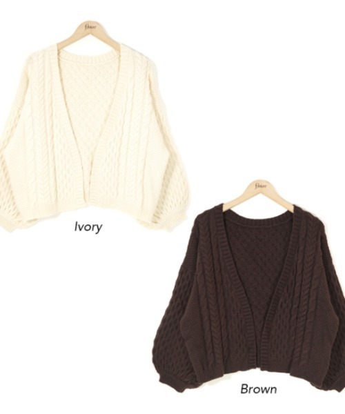 flower（フラワー）の「スウィートアランカーディガン（カーディガン/ボレロ・レディース・ブラウン/アイボリー・FREE）」の16枚目の写真
